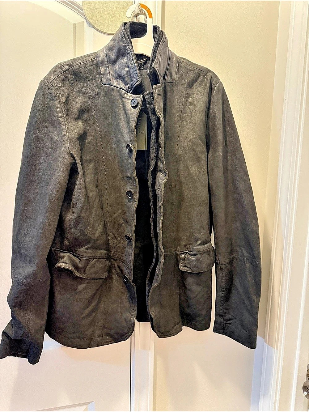 AllSaints Survey Leather Blazer Leather Jacket Medium Black